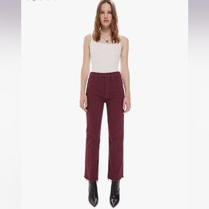 Mother The Tripper High Rise Ankle Fray Flare Jeans in Burgundy - Size 29 - NWT